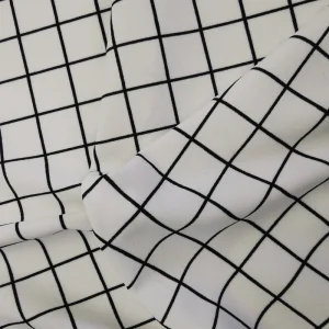 new New design moss crepe fabric print plaid style polyester spandex moss crepe fabric
