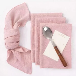 pink Cotton Table Runner Napkin Set With Top Cloth Serviettes and Napkin Holder for Home Dining Table Decoration